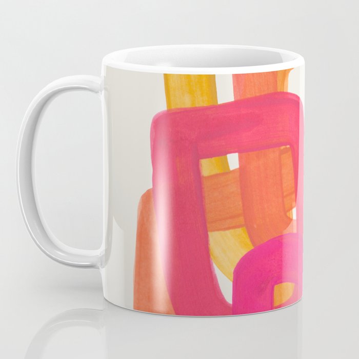 Funky Retro 70's Style Pattern Orange Pink Greindent Striped Circles Mid Century Colorful Pop Art Coffee Mug Gallery Image 3