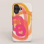 Funky Retro 70's Style Pattern Orange Pink Greindent Striped Circles Mid Century Colorful Pop Art iPhone Case Gallery Image 1