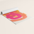 Funky Retro 70's Style Pattern Orange Pink Greindent Striped Circles Mid Century Colorful Pop Art Yoga Mat Gallery Image 2