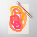 Funky Retro 70's Style Pattern Orange Pink Greindent Striped Circles Mid Century Colorful Pop Art Wrapping Paper Gallery Image 1
