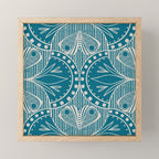 Art Nouveau Butterfly Floral -Teal Blue Mini Art Print Gallery Image 1