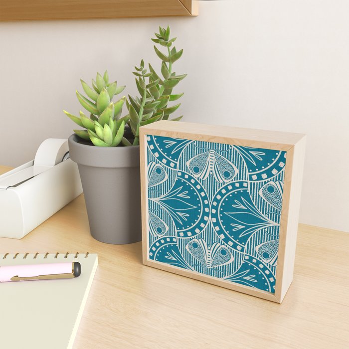 Art Nouveau Butterfly Floral -Teal Blue Mini Art Print Gallery Image 2