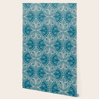 Art Nouveau Butterfly Floral -Teal Blue Wallpaper Gallery Image 2