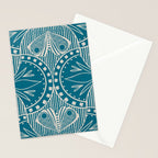 Art Nouveau Butterfly Floral -Teal Blue Stationery Card Gallery Image 2