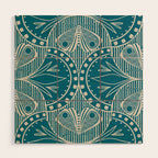 Art Nouveau Butterfly Floral -Teal Blue Wood Wall Art Gallery Image 1