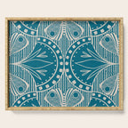 Art Nouveau Butterfly Floral -Teal Blue Serving Tray Gallery Image 1