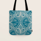 Art Nouveau Butterfly Floral -Teal Blue Tote Bag Gallery Image 1