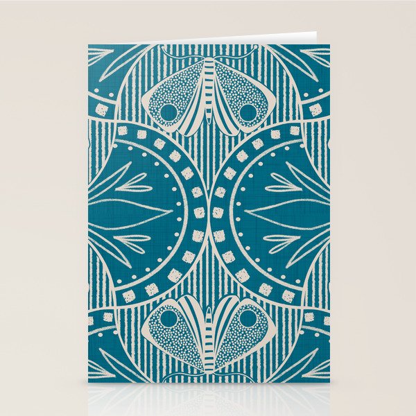 Art Nouveau Butterfly Floral -Teal Blue Stationery Card Gallery Image 2