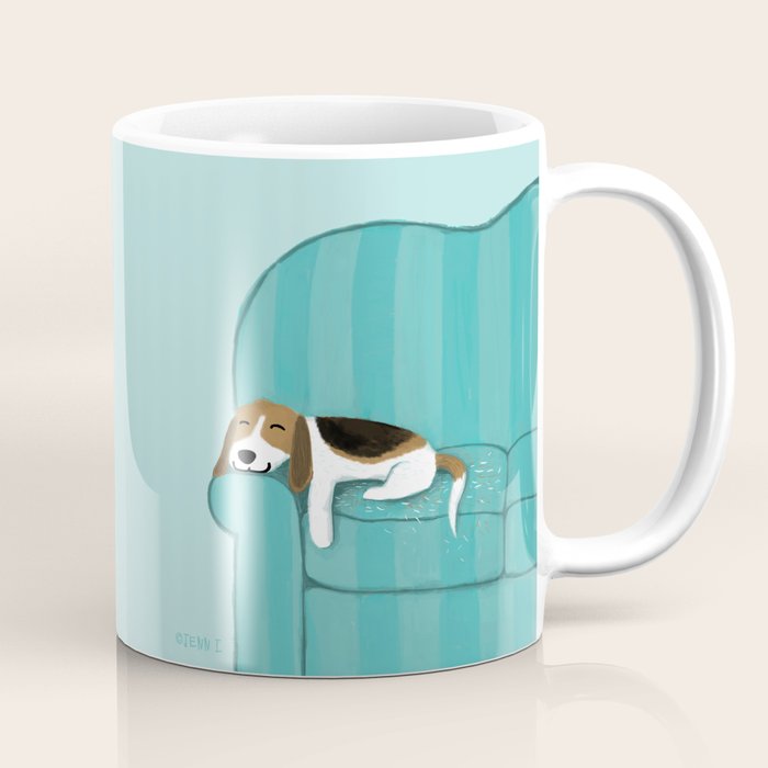 Happy Couch Beagle | Cute Sleeping Dog Coffee Mug Gallery Image 1