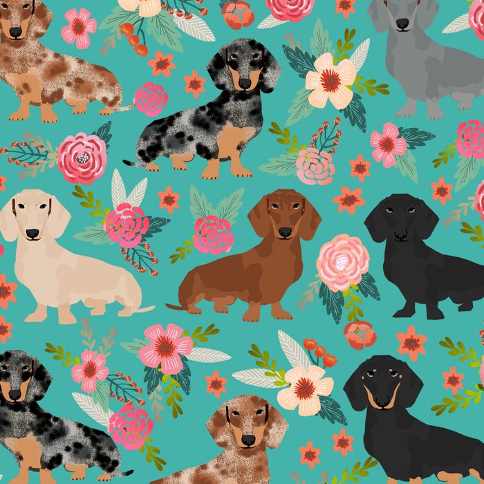 Dachshund florals flower pet portrait dog art dachsie doxie pet art dog breeds Coffee Mug Gallery Image 2