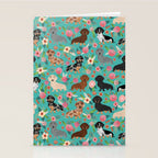 Dachshund florals flower pet portrait dog art dachsie doxie pet art dog breeds Stationery Card Gallery Image 2