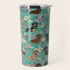 Dachshund florals flower pet portrait dog art dachsie doxie pet art dog breeds Travel Mug Gallery Image 1