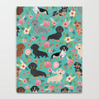 Dachshund florals flower pet portrait dog art dachsie doxie pet art dog breeds Notebook Gallery Image 4