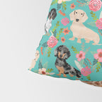 Dachshund florals flower pet portrait dog art dachsie doxie pet art dog breeds Pillow Sham Gallery Image 4