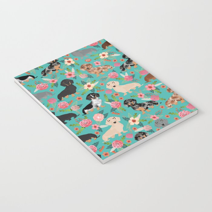 Dachshund florals flower pet portrait dog art dachsie doxie pet art dog breeds Notebook Gallery Image 3