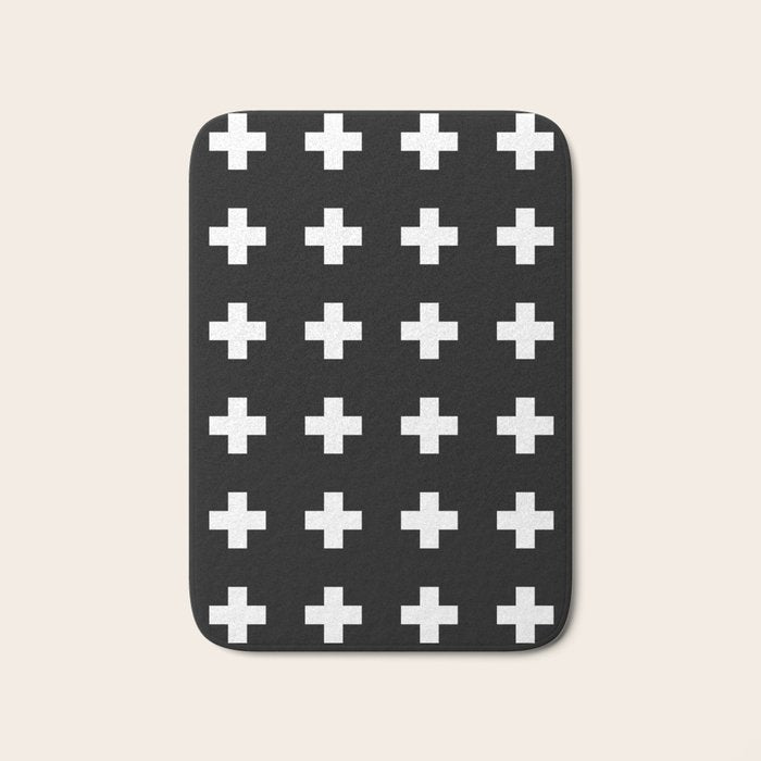 Swiss Cross Black Bath Mat Gallery Image 1