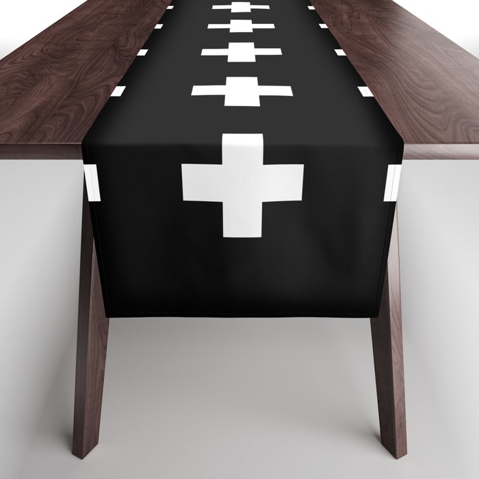 Swiss Cross Black Table Runner Gallery Image 1