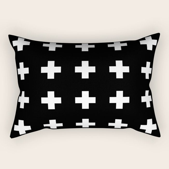 Swiss Cross Black Rectangular Pillow Gallery Image 2