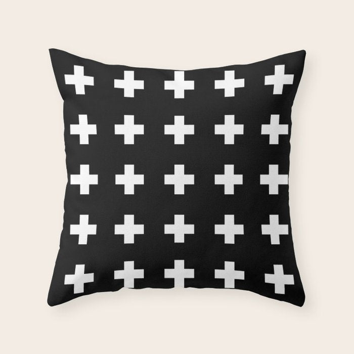 Swiss Cross Black Throw Pillow Gallery Image 6