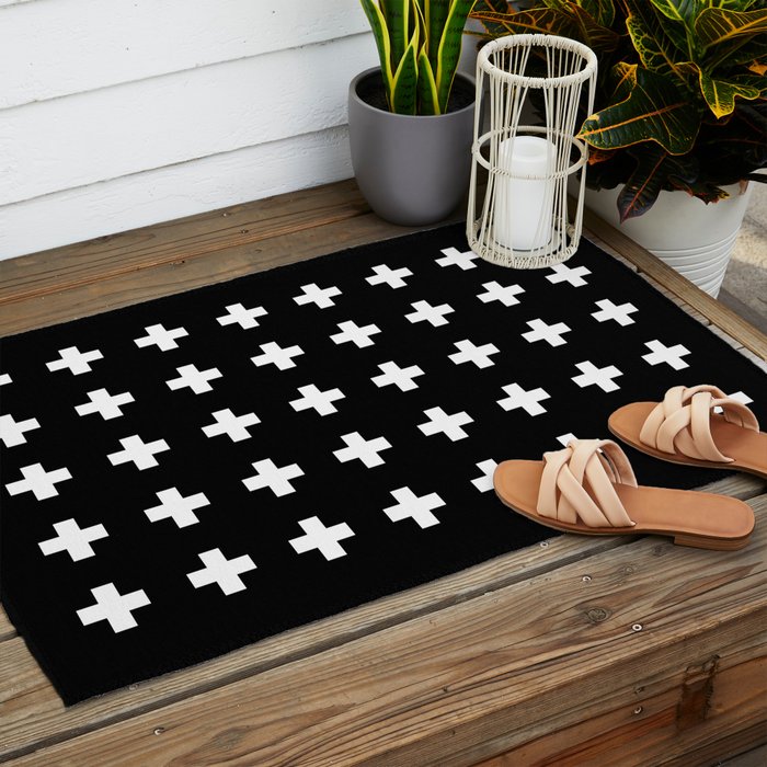 Swiss Cross Black Outdoor Rug Gallery Image 2
