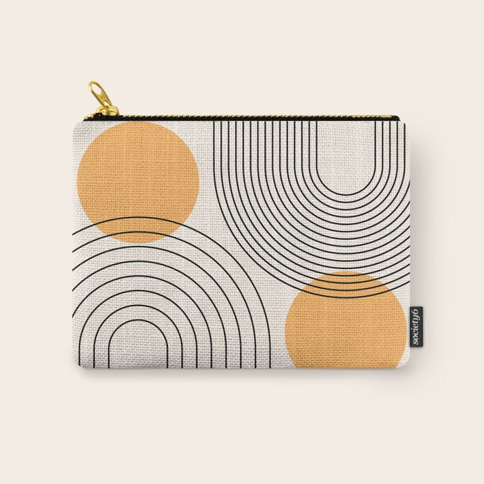 Mid Century Modern Geometric 70 (Rainbow and Sun Abstraction) Carry All Pouch Gallery Image 1