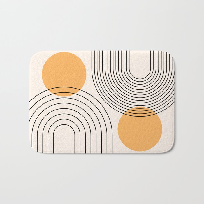 Mid Century Modern Geometric 70 (Rainbow and Sun Abstraction) Bath Mat Gallery Image 1