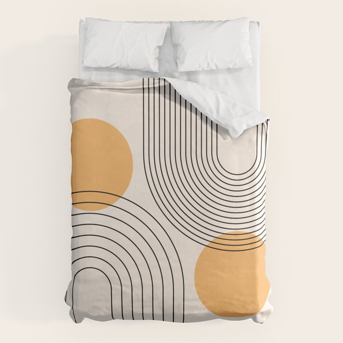 Mid Century Modern Geometric 70 (Rainbow and Sun Abstraction) Duvet Cover Gallery Image 1