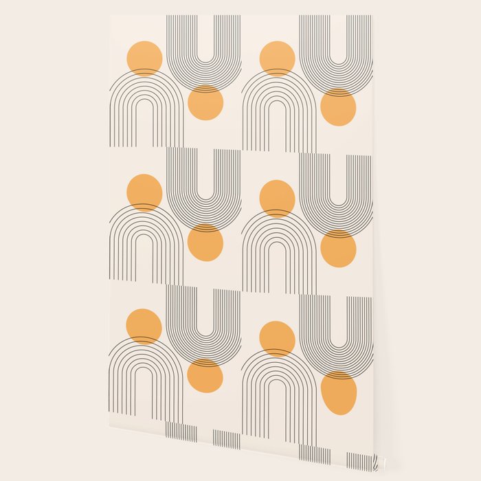 Mid Century Modern Geometric 70 (Rainbow and Sun Abstraction) Wallpaper Gallery Image 2
