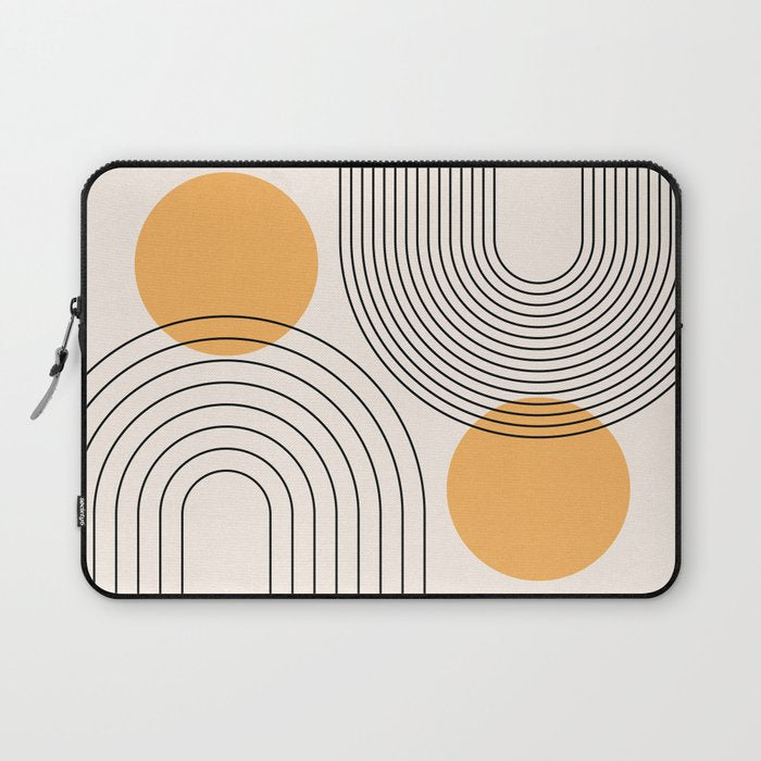 Mid Century Modern Geometric 70 (Rainbow and Sun Abstraction) Laptop Sleeve Gallery Image 1
