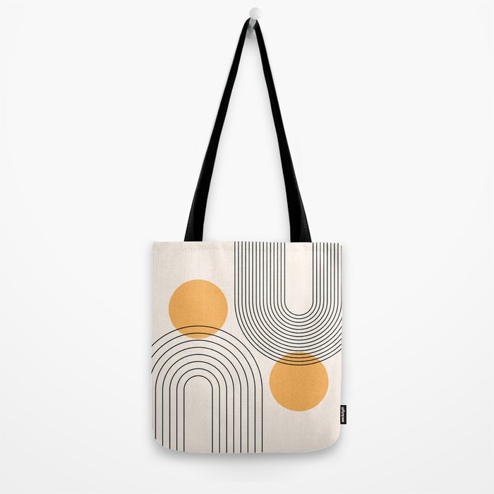 Mid Century Modern Geometric 70 (Rainbow and Sun Abstraction) Tote Bag Gallery Image 2