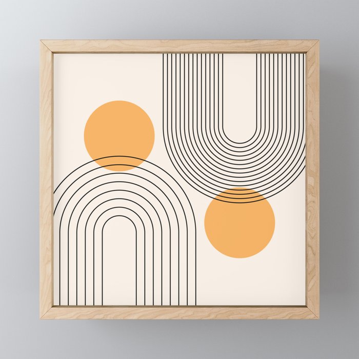 Mid Century Modern Geometric 70 (Rainbow and Sun Abstraction) Mini Art Print Gallery Image 1