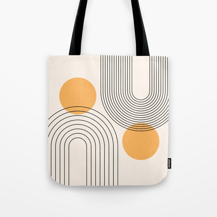 Mid Century Modern Geometric 70 (Rainbow and Sun Abstraction) Tote Bag Gallery Image 1