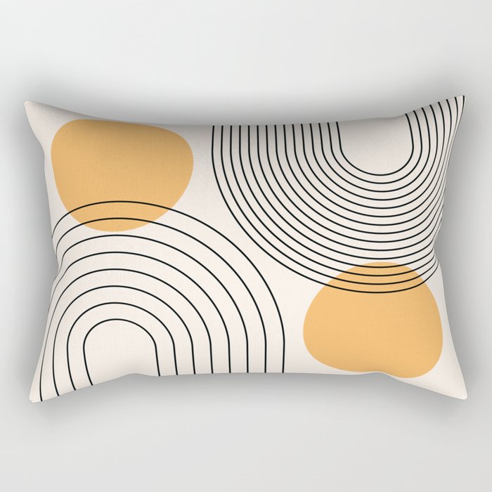 Mid Century Modern Geometric 70 (Rainbow and Sun Abstraction) Rectangular Pillow Gallery Image 1