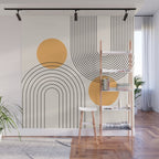 Mid Century Modern Geometric 70 (Rainbow and Sun Abstraction) Wall Mural Gallery Image 1