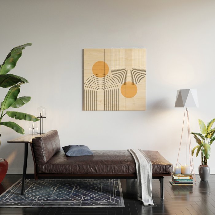 Mid Century Modern Geometric 70 (Rainbow and Sun Abstraction) Wood Wall Art Gallery Image 2
