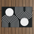 Mid Century Modern Geometric 191 in White and Black Outdoor Rug Gallery Image 1