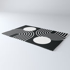Mid Century Modern Geometric 191 in White and Black Rug Gallery Image 3