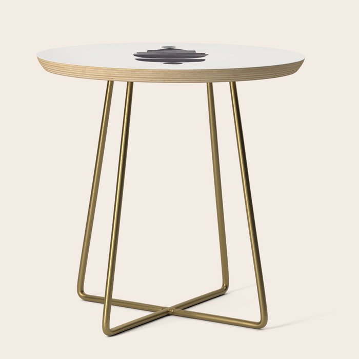 Black & White Minimalist Mid Century Paper collage Funky Black Ink Tribal Geometric by Ejaaz Haniff Side Table Gallery Image 1