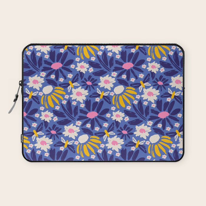 Wild Floral - Blue, Pink and Yellow Laptop Sleeve Gallery Image 1