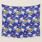 Wild Floral - Blue, Pink and Yellow Wall Tapestry Gallery Image 4