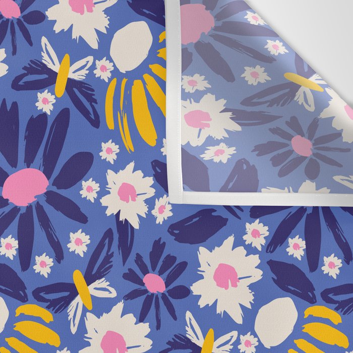 Wild Floral - Blue, Pink and Yellow Wall Tapestry Gallery Image 3