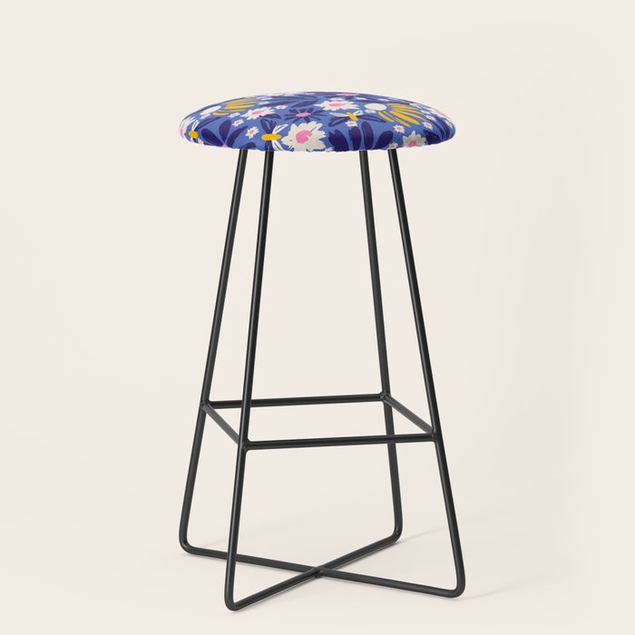 Wild Floral - Blue, Pink and Yellow Stool Gallery Image 1