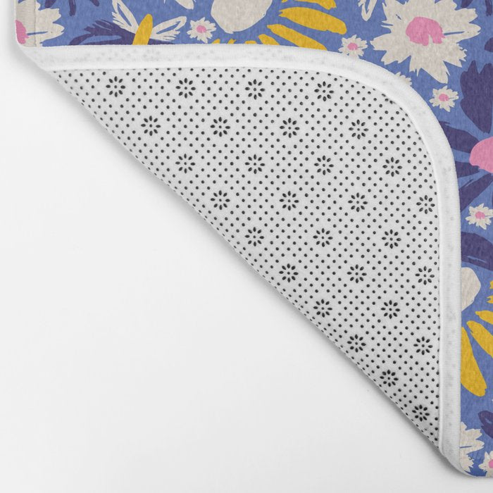 Wild Floral - Blue, Pink and Yellow Bath Mat Gallery Image 2