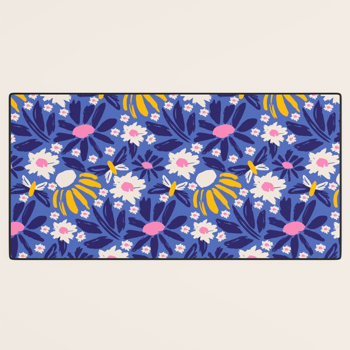 Wild Floral - Blue, Pink and Yellow Desk Mat Gallery Image 3