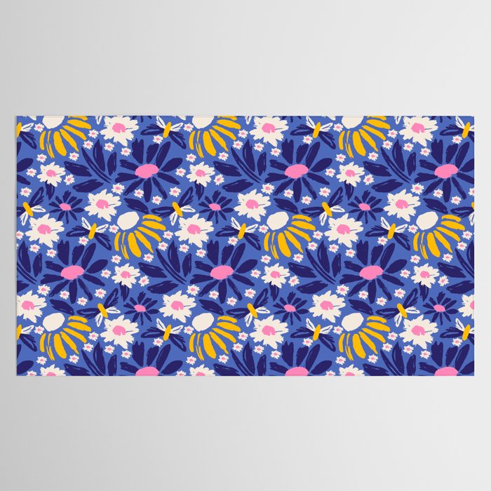 Wild Floral - Blue, Pink and Yellow Tablecloth Gallery Image 2