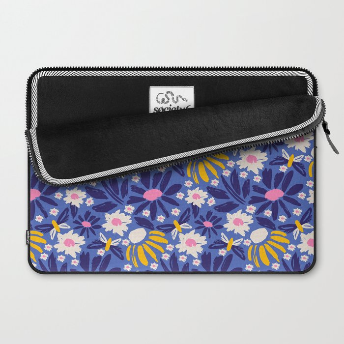 Wild Floral - Blue, Pink and Yellow Laptop Sleeve Gallery Image 2