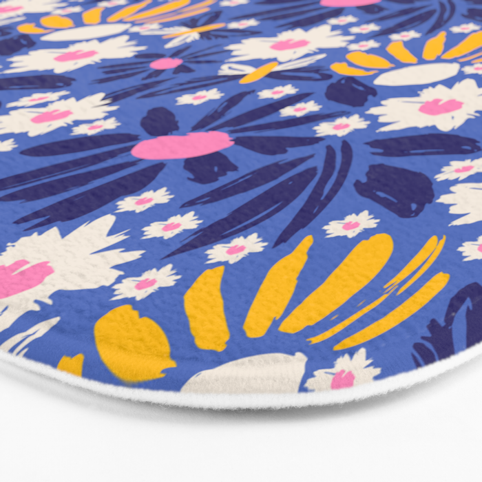 Wild Floral - Blue, Pink and Yellow Bath Mat Gallery Image 3