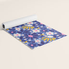 Wild Floral - Blue, Pink and Yellow Yoga Mat Gallery Image 2