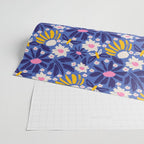 Wild Floral - Blue, Pink and Yellow Wrapping Paper Gallery Image 2