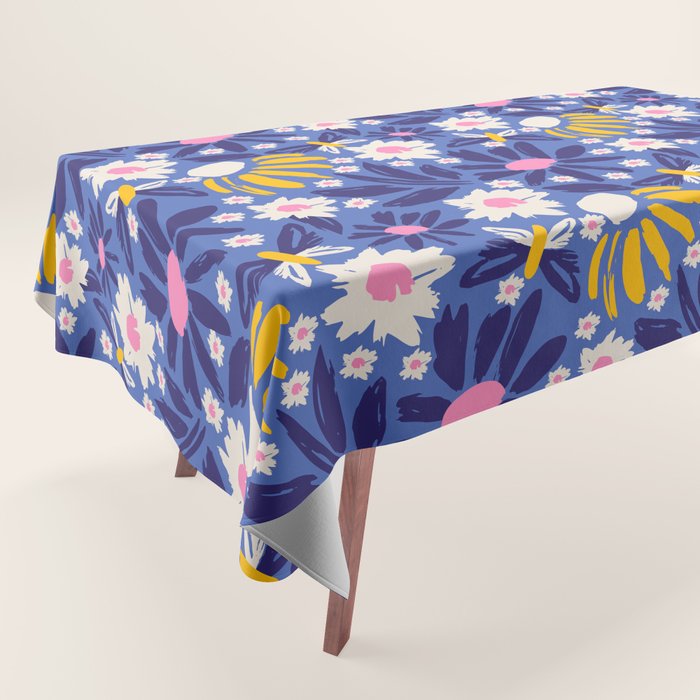 Wild Floral - Blue, Pink and Yellow Tablecloth Gallery Image 1